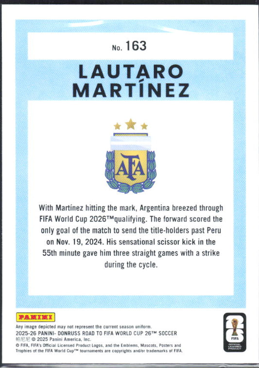 2025-26 Donruss Road to FIFA World Cup #163 Lautaro Martinez Base