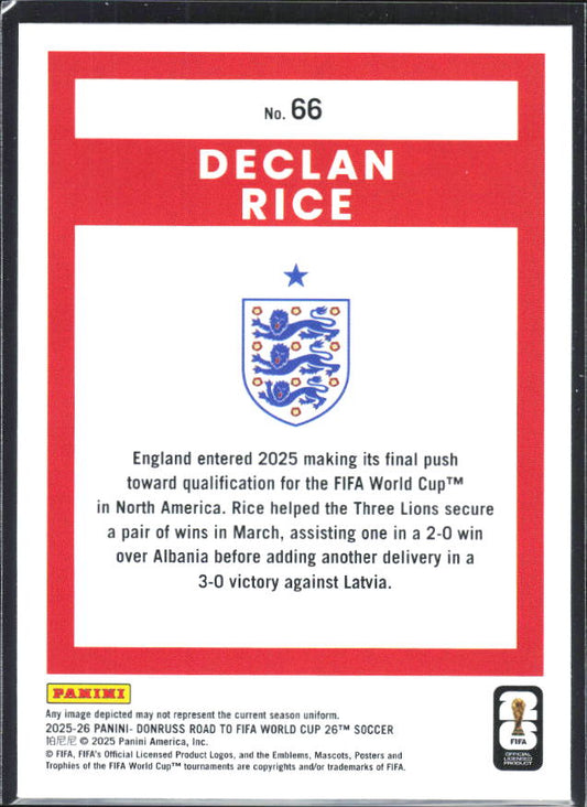 2025-26 Donruss Road to FIFA World Cup #66 Declan Rice Base