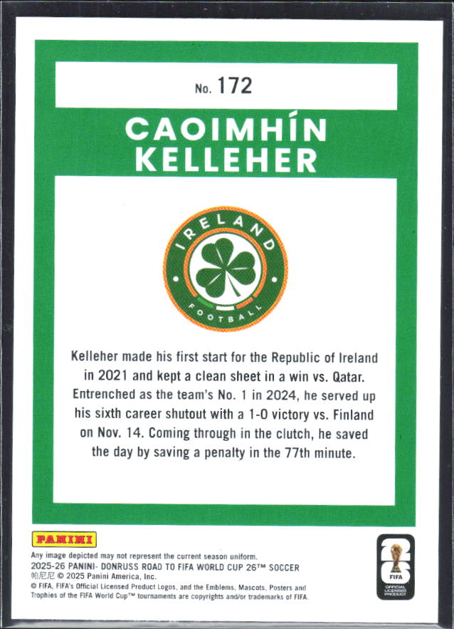 2025-26 Donruss Road to FIFA World Cup #172 Caoimhin Kelleher Base