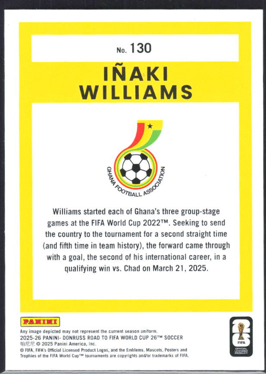 2025-26 Donruss Road to FIFA World Cup #130 Inaki Williams Base