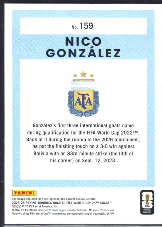 2025-26 Donruss Road to FIFA World Cup #159 Nico Gonzalez Base