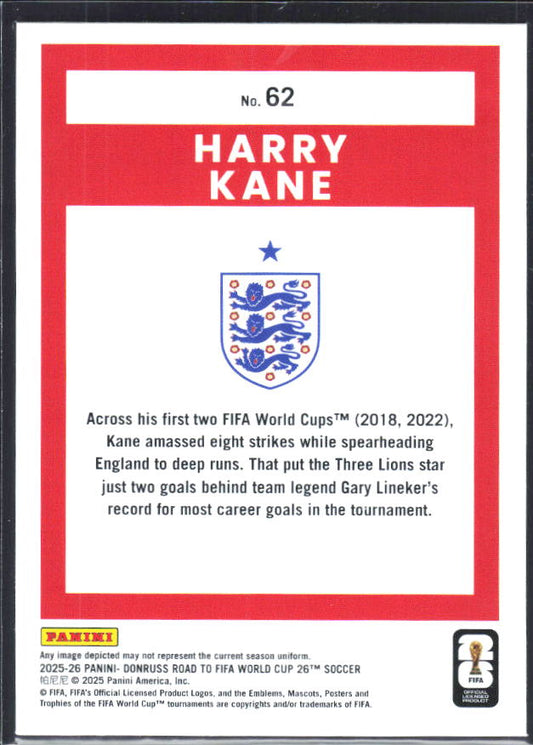 2025-26 Donruss Road to FIFA World Cup #62 Harry Kane Base