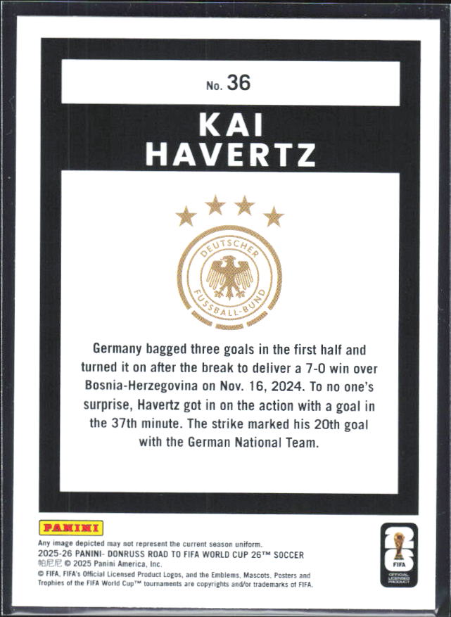 2025-26 Donruss Road to FIFA World Cup #36 Kai Havertz Base