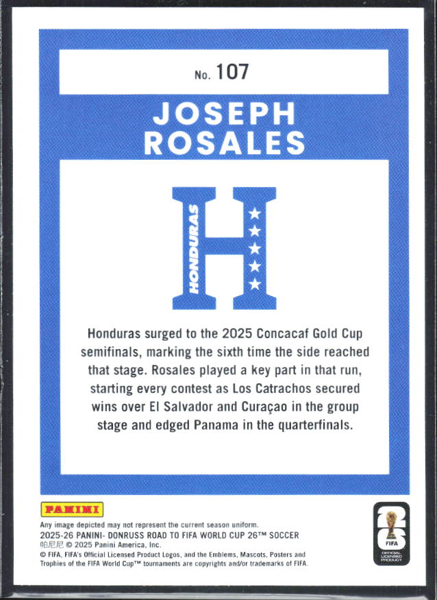 2025-26 Donruss Road to FIFA World Cup #107 Joseph Rosales Base
