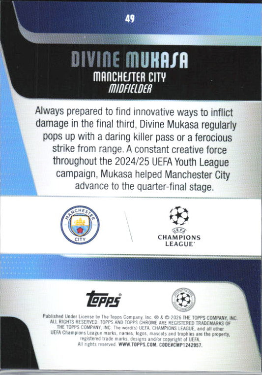 2025-26 Topps Chrome UEFA Club Competitions #49 Divine Mukasa Base