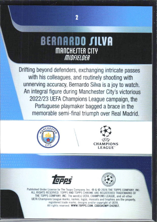 2025-26 Topps Chrome UEFA Club Competitions #2 Bernardo Silva Base