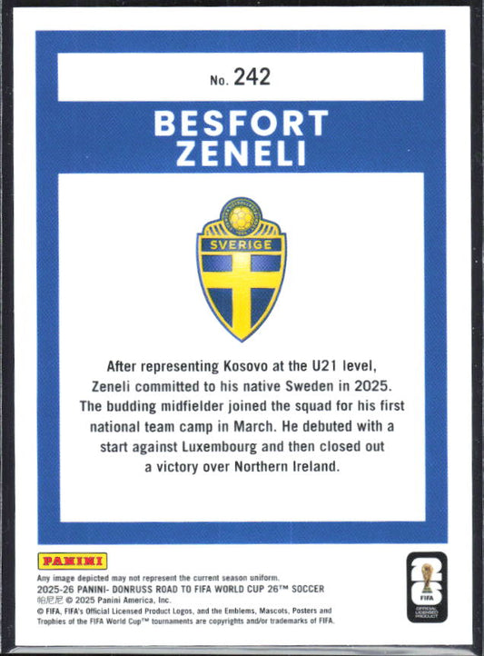 2025-26 Donruss Road to FIFA World Cup #242 Besfort Zeneli Optic