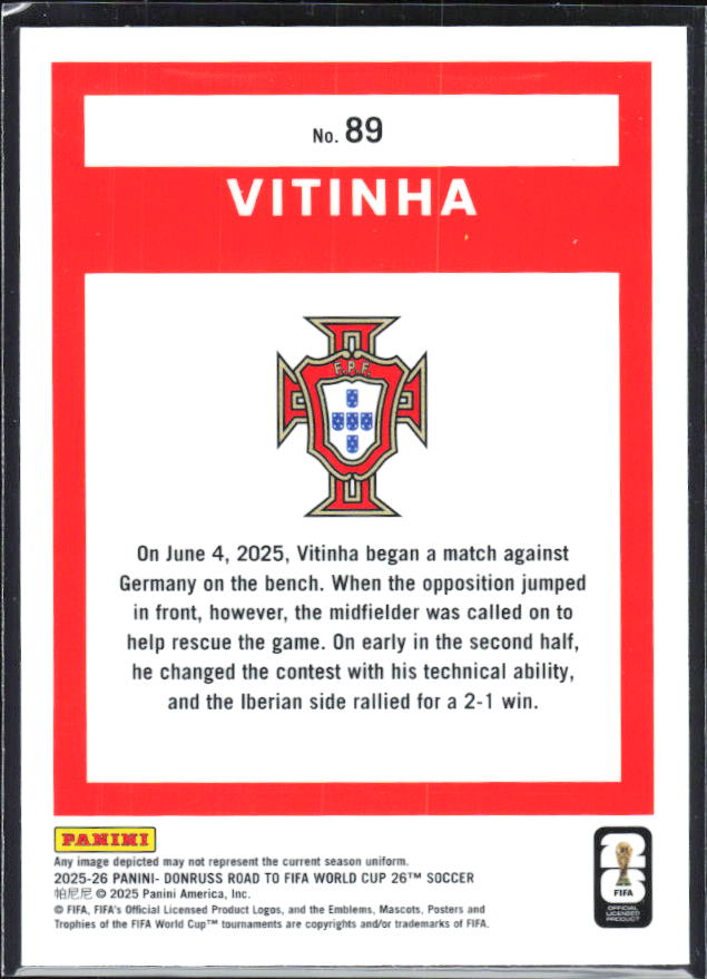 2025-26 Donruss Road to FIFA World Cup #89 Vitinha Optic