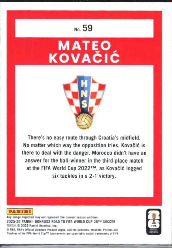 2025-26 Donruss Road to FIFA World Cup #59 Mateo Kovacic Optic