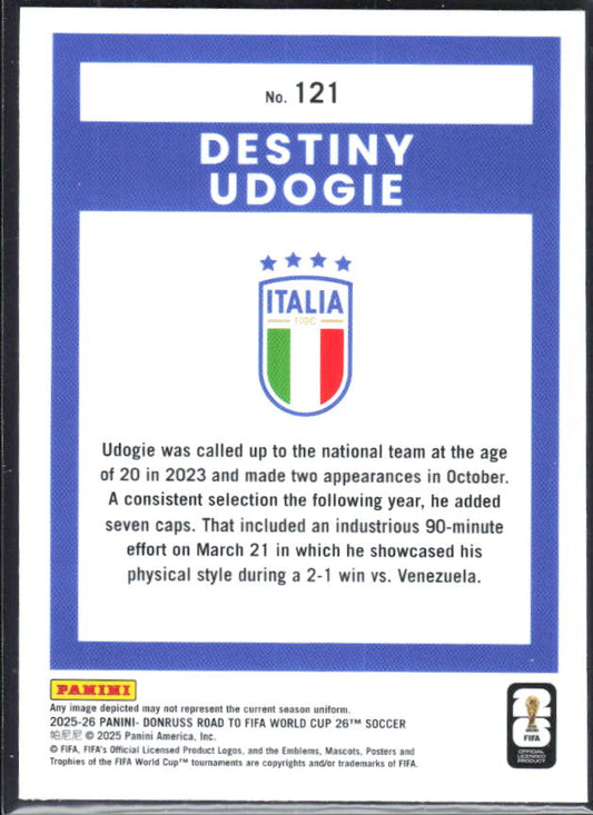 2025-26 Donruss Road to FIFA World Cup #121 Destiny Udogie Optic