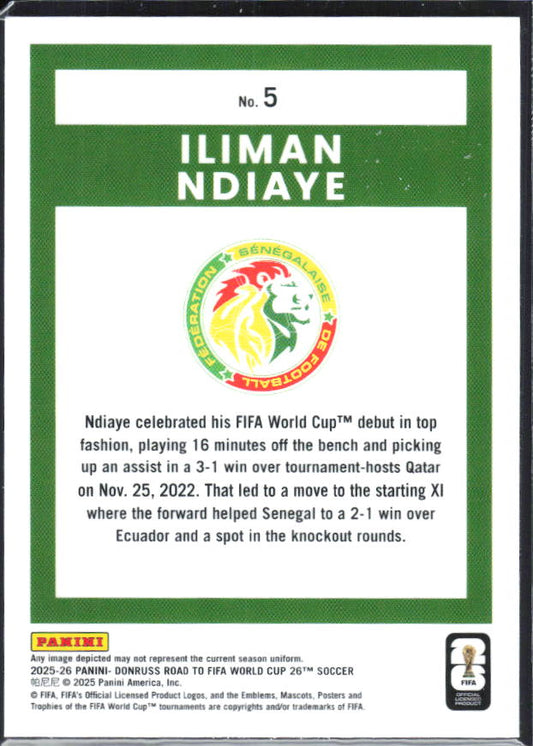 2025-26 Donruss Road to FIFA World Cup #5 Iliman Ndiaye Optic