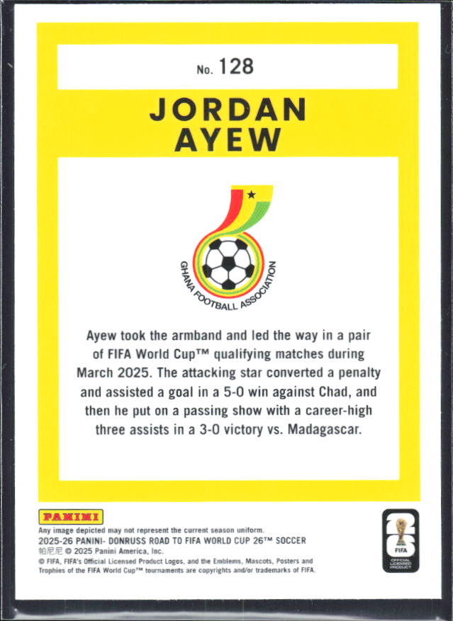 2025-26 Donruss Road to FIFA World Cup #128 Jordan Ayew Optic