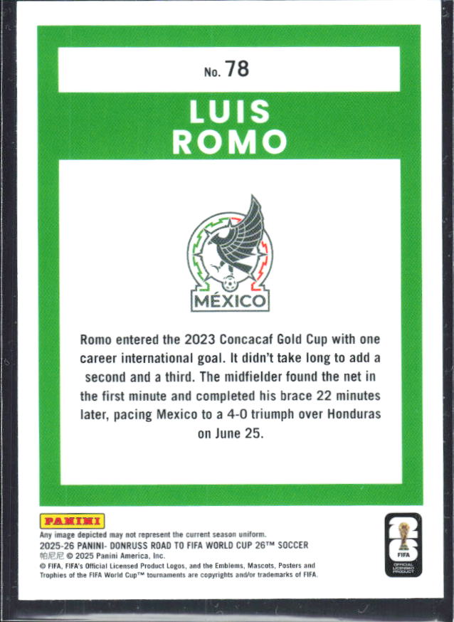 2025-26 Donruss Road to FIFA World Cup #78 Luis Romo Optic