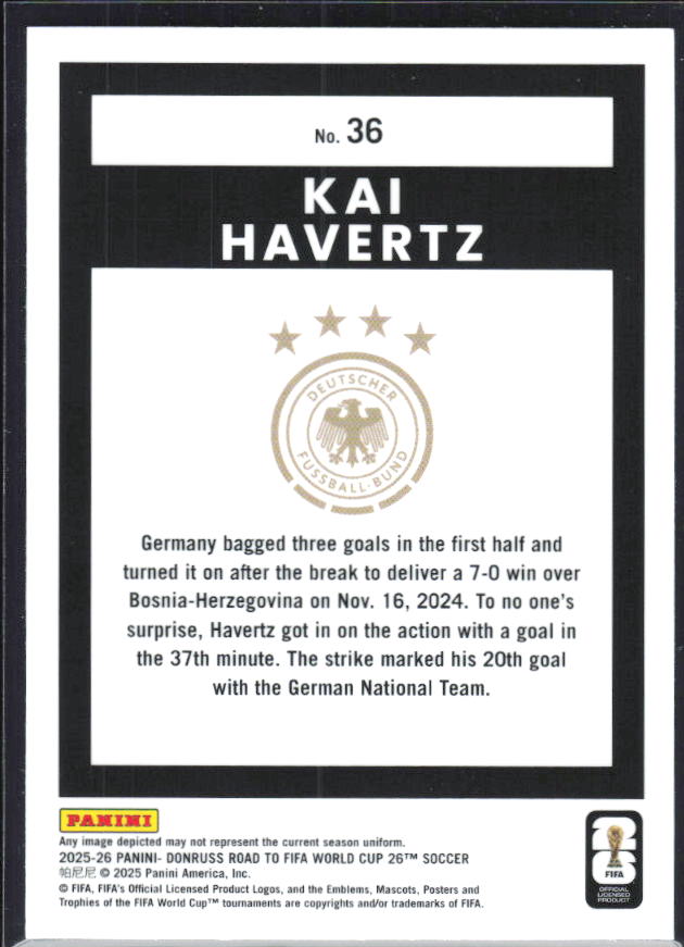 2025-26 Donruss Road to FIFA World Cup #36 Kai Havertz Optic