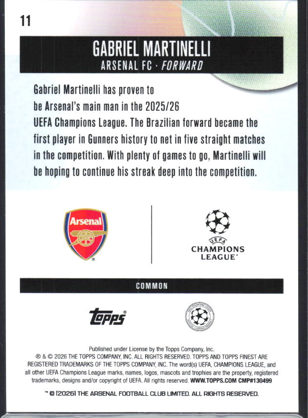 Gabriel Martinelli – baksida