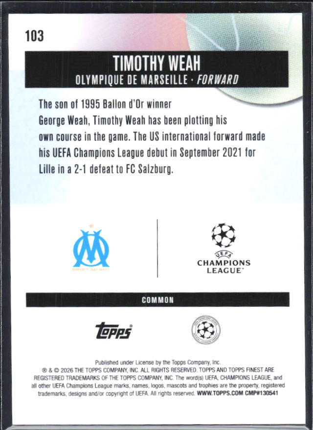 Timothy Weah – baksida