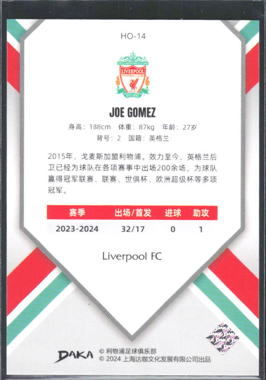 2024 DAKA Holocene Liverpool #HO-14 Joe Gomez – baksida