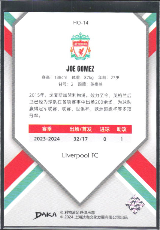 2024 DAKA Holocene Liverpool #HO-14 Joe Gomez – baksida