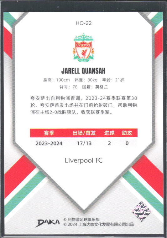 2024 DAKA Holocene Liverpool #HO-22 Jarell Quansah – baksida