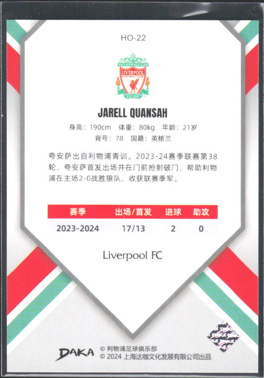 2024 DAKA Holocene Liverpool #HO-22 Jarell Quansah – baksida