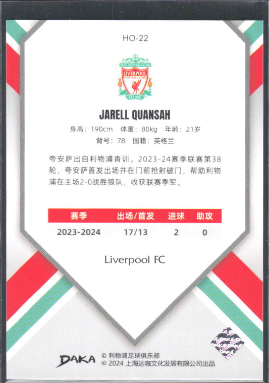 2024 DAKA Holocene Liverpool #HO-22 Jarell Quansah – baksida