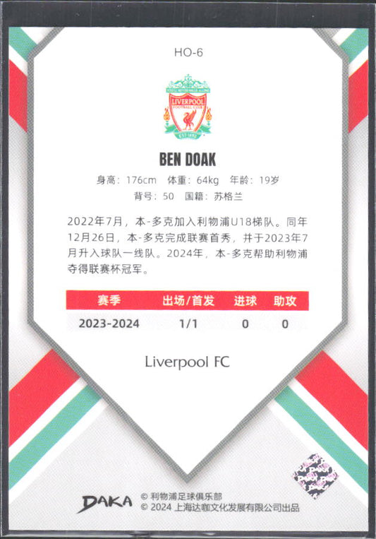 2024 DAKA Holocene Liverpool #HO-6 Ben Doak RC – baksida