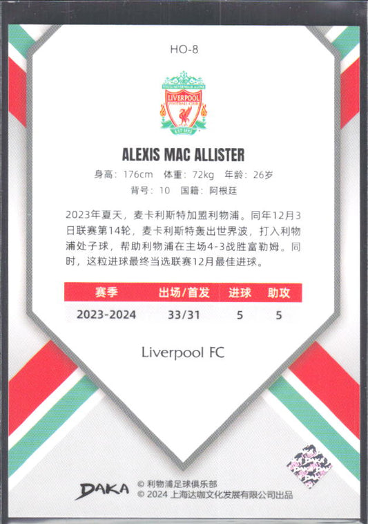 2024 DAKA Holocene Liverpool #HO-8 Alexis Mac Allister – baksida