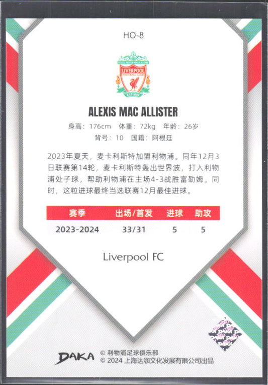 2024 DAKA Holocene Liverpool #HO-8 Alexis Mac Allister – baksida