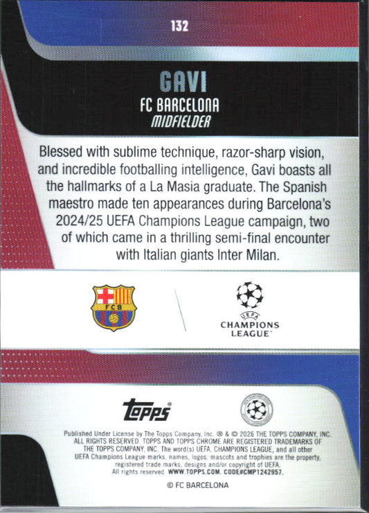 2025-26 Topps Chrome UEFA Club Competitions #132 Gavi – baksida