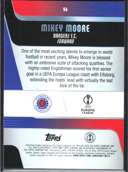 2025-26 Topps Chrome UEFA Club Competitions #56 Mikey Moore – baksida