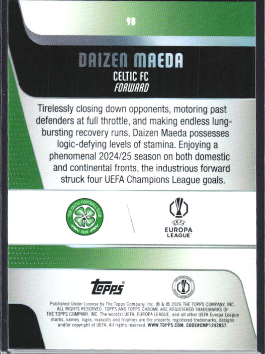 2025-26 Topps Chrome UEFA Club Competitions #98 Daizen Maeda – baksida