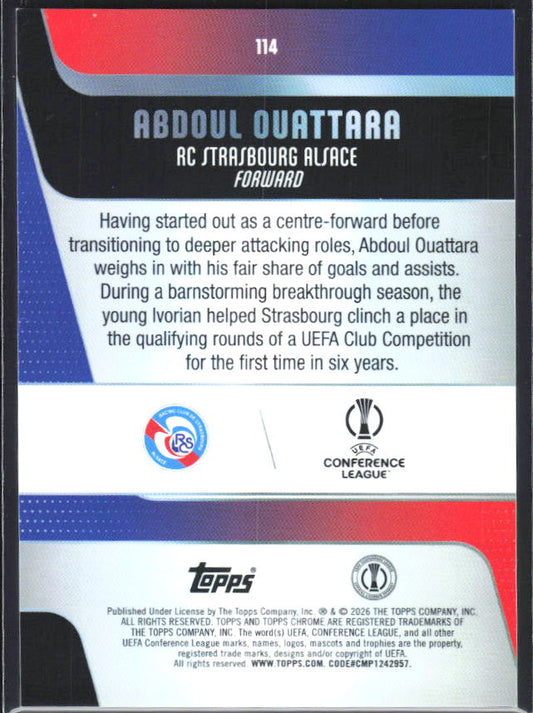 2025-26 Topps Chrome UEFA Club Competitions #114 Abdoul Ouattara – baksida