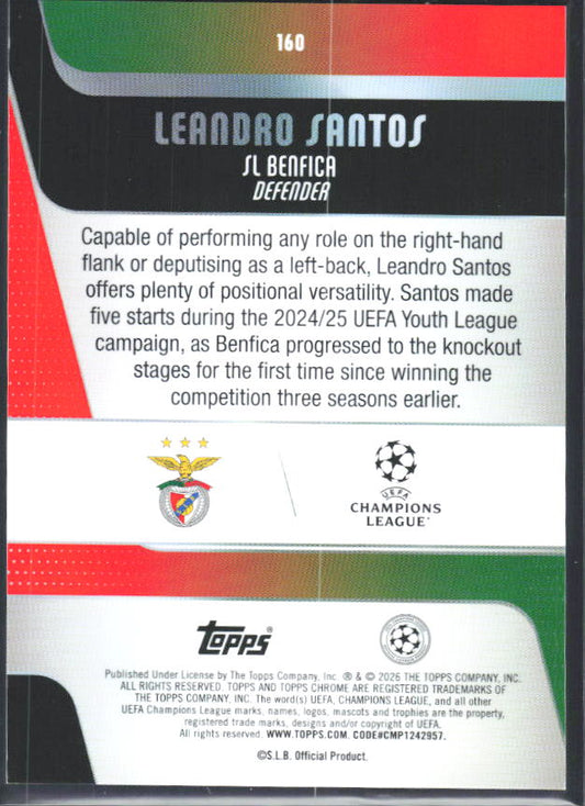 2025-26 Topps Chrome UEFA Club Competitions #160 Leandro Santos – baksida