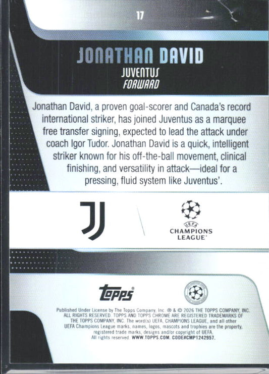 2025-26 Topps Chrome UEFA Club Competitions #17 Jonathan David – baksida