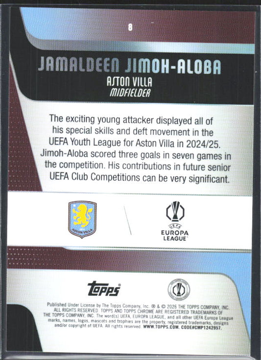 2025-26 Topps Chrome UEFA Club Competitions #8 Jamaldeen Jimoh-Aloba – baksida