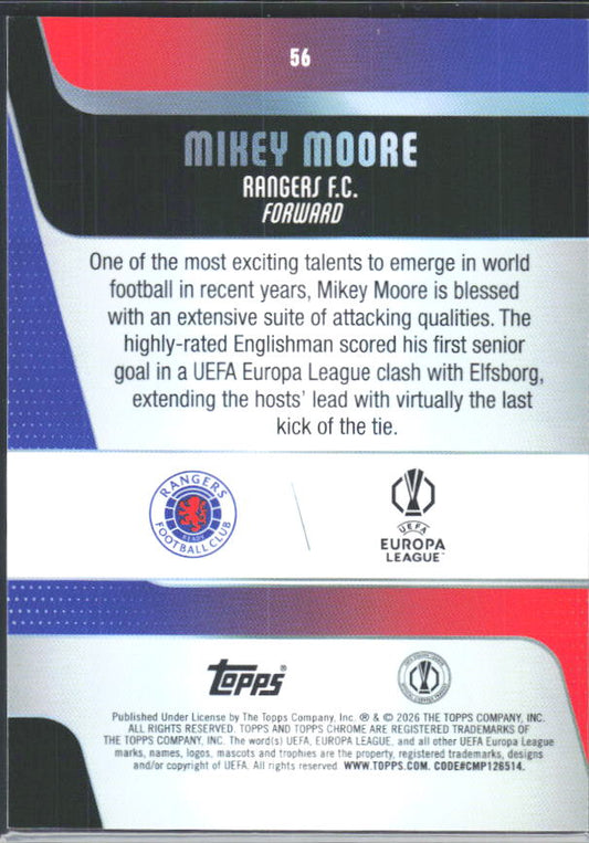2025-26 Topps Chrome UEFA Club Competitions #56 Mikey Moore – baksida