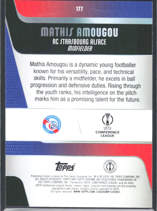2025-26 Topps Chrome UEFA Club Competitions #177 Mathis Amougou – baksida