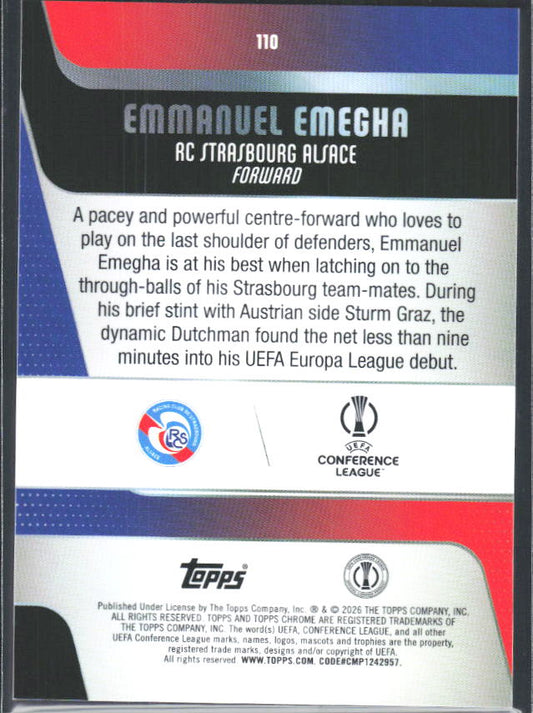 2025-26 Topps Chrome UEFA Club Competitions #110 Emanuel Emegha – baksida