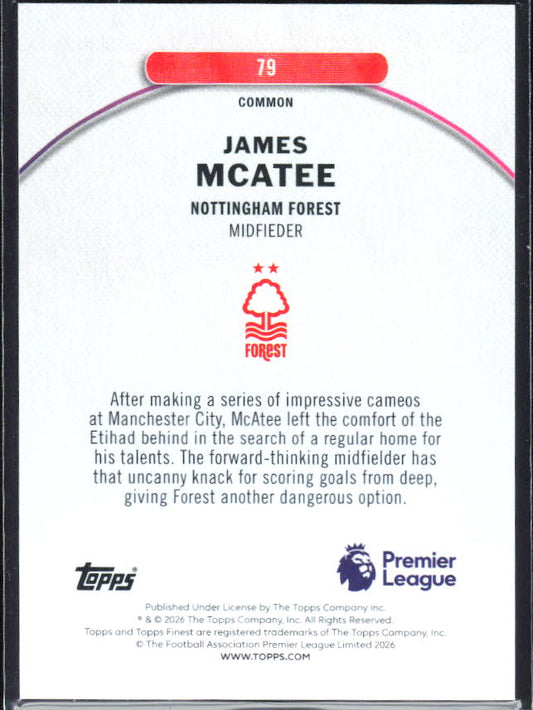 2025-26 Topps Finest Premier League #79 James McAtee – baksida