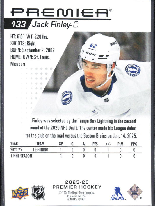 2025-26 Upper Deck Premier Jack Finley #133 Rookie 030/399 – baksida