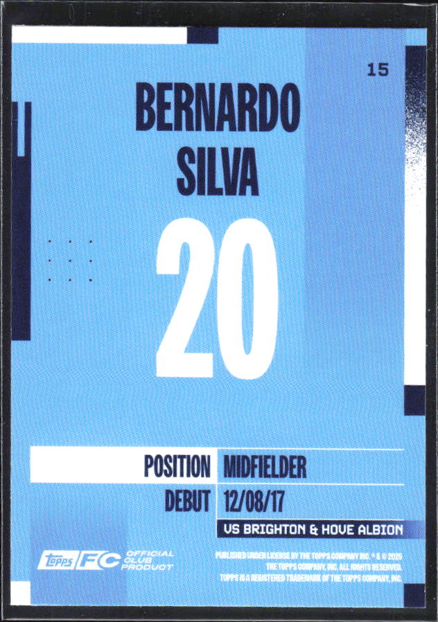 2024-25 Topps Manchester City Team Set #15 Bernardo Silva – baksida