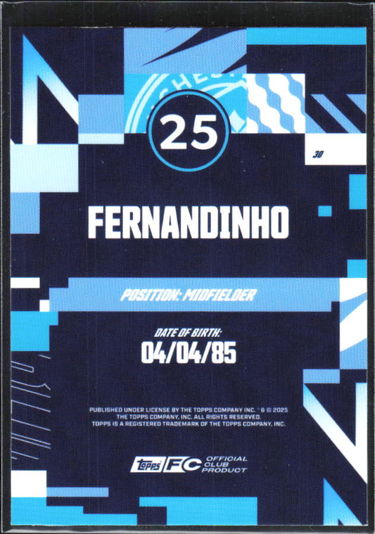 2024-25 Topps Manchester City Team Set #30 Fernandinho – baksida