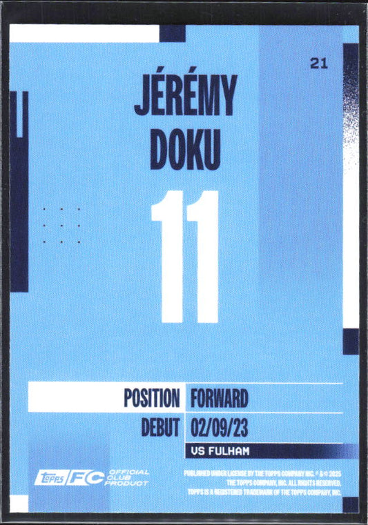 2024-25 Topps Manchester City Team Set #21 Jérémy Doku – baksida