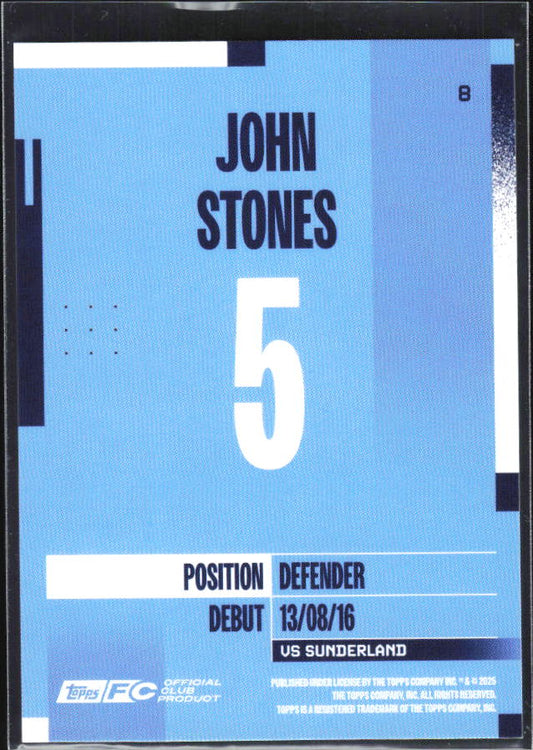 2024-25 Topps Manchester City Team Set #8 John Stones – baksida