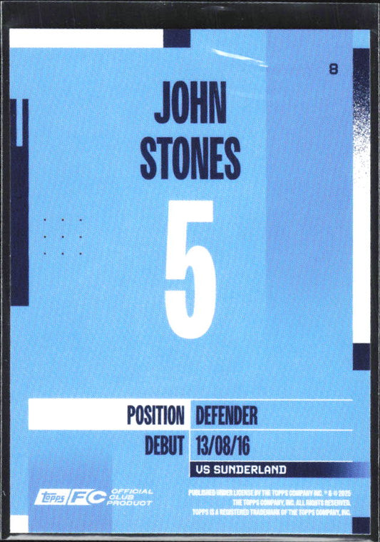 2024-25 Topps Manchester City Team Set #8 John Stones – baksida