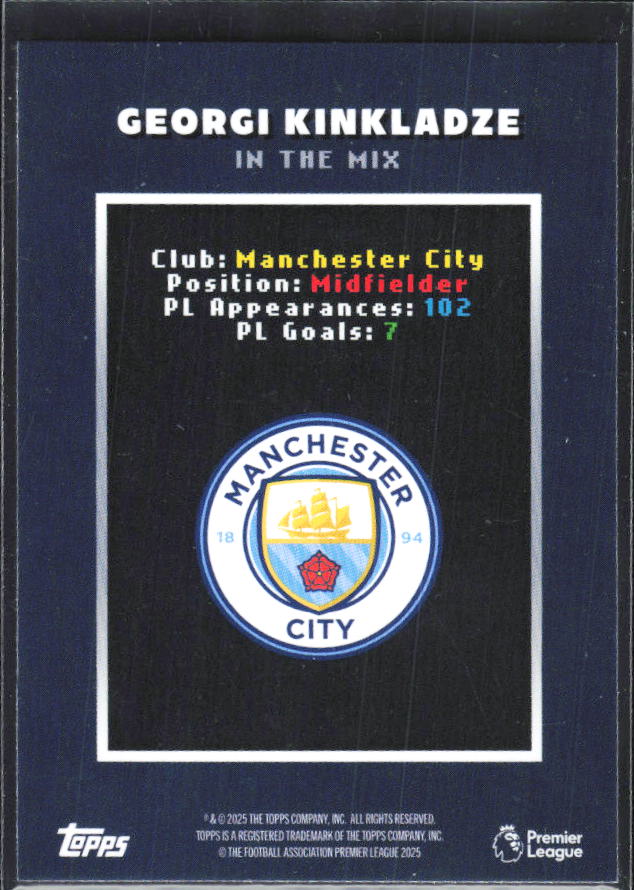 Topps Premier League Decades Georgi Kinkladze In the Mix – baksida