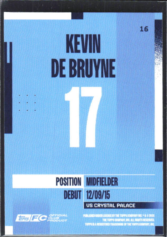 2024-25 Topps Manchester City Team Set #16 Kevin De Bruyne – baksida