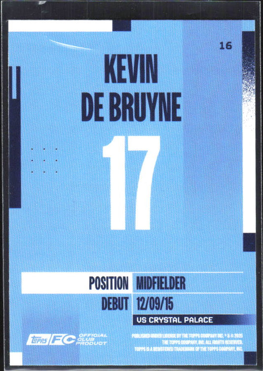 2024-25 Topps Manchester City Team Set #16 Kevin De Bruyne – baksida