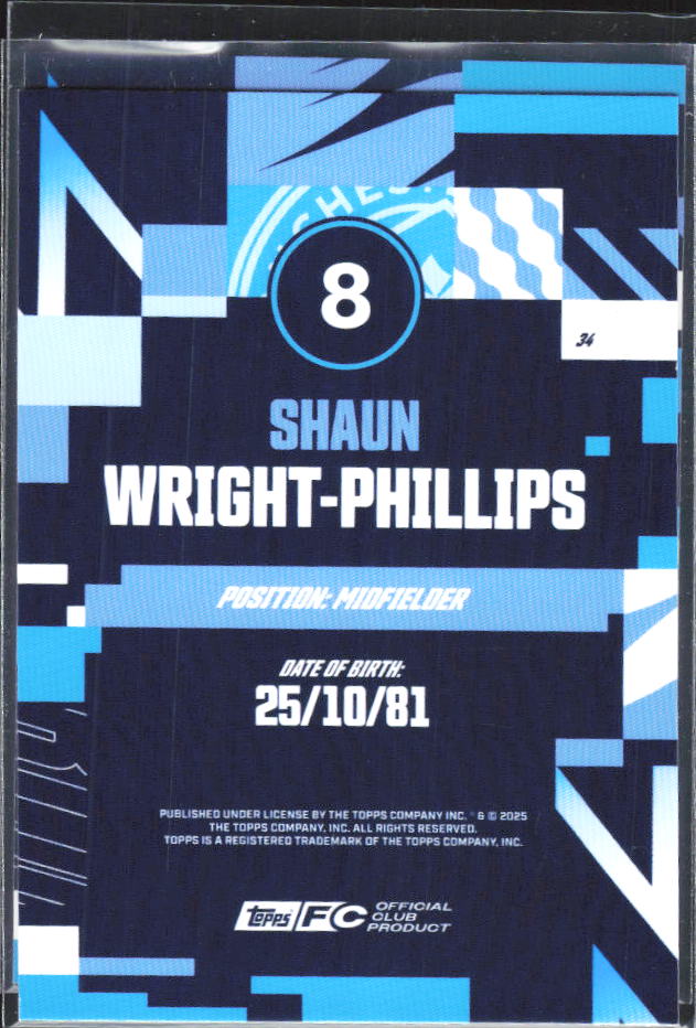 2024-25 Topps Manchester City Team Set #34 Shaun Wright-Phillips – baksida