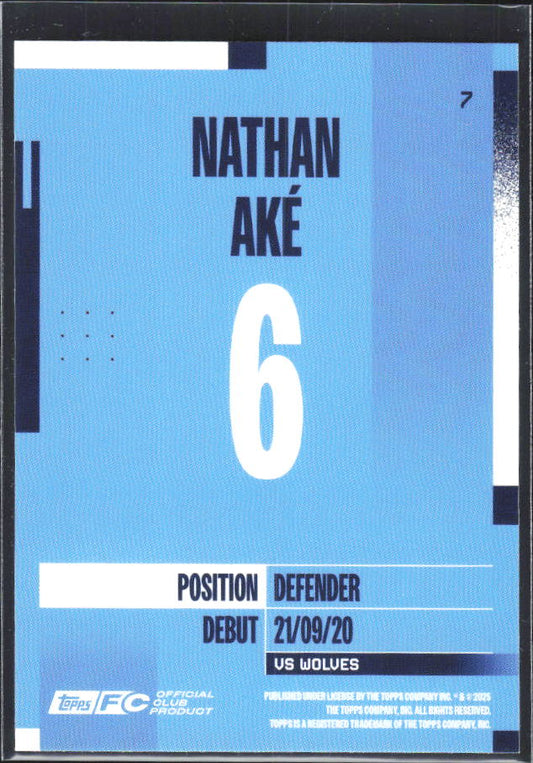 2024-25 Topps Manchester City Team Set #7 Nathan Aké – baksida